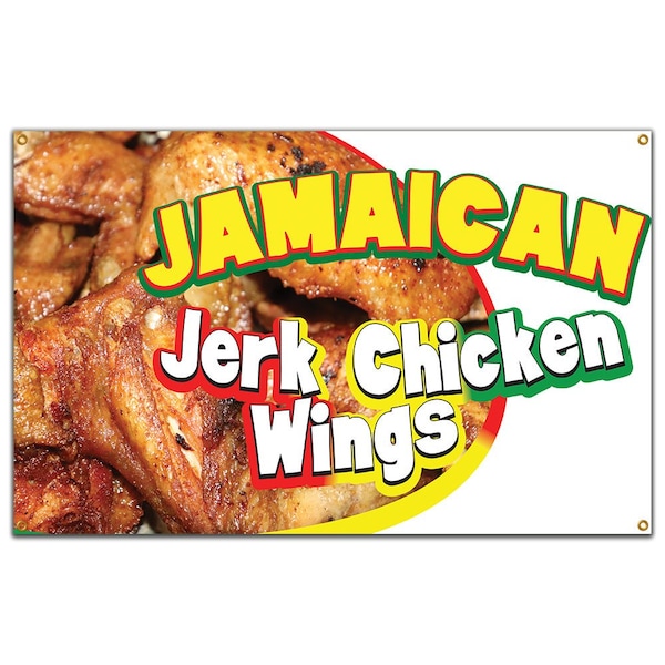 Signmission Jamaican Jerk Chicken Wings Banner Concession Stand Food Truck Single Sided B-120 Jamaican Jerk Chicken Wings19 - main